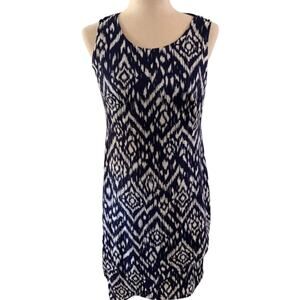 AB Studios fully lined blue and white dress. Faux peplum flouncy Size medium